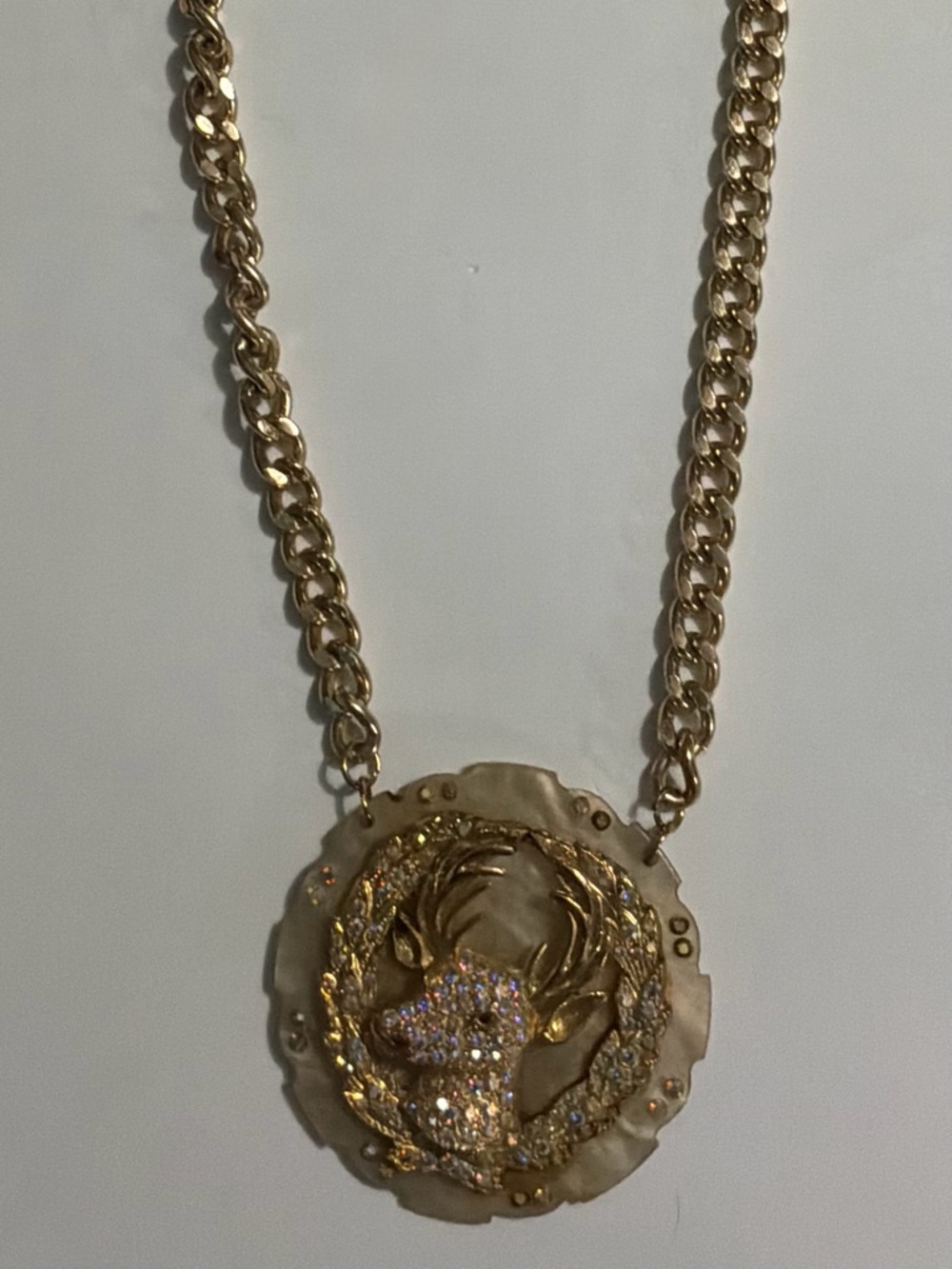 Vintage Elks Rhinestone Pendant Necklace